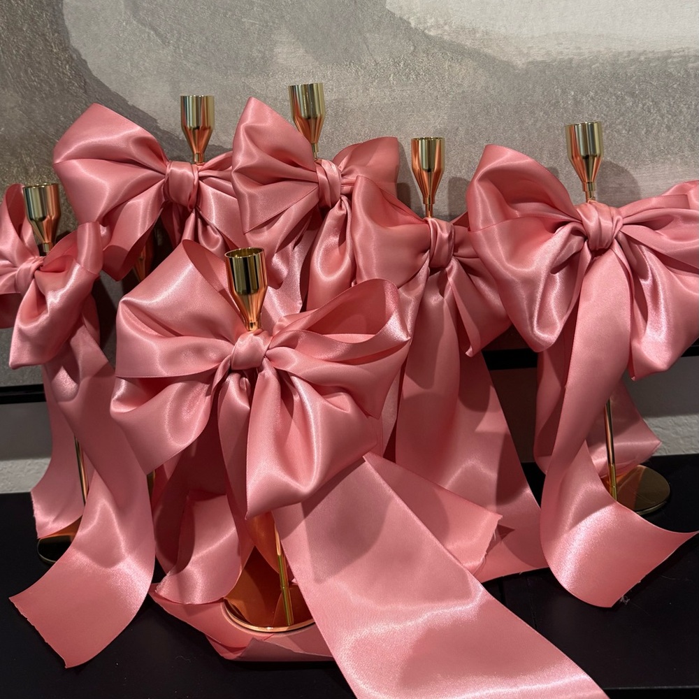 Centerpieces Pink Bow Candle Holders